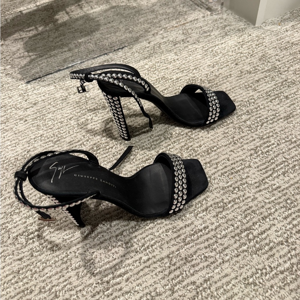 Giuseppe Zanotti Black Heels with Silver Embellishments